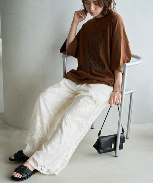 FREAK'S STORE(フリークスストア)の「限定展開 フラワー メッシュ ルーズ パンツ(その他パンツ・レディース・ブラック/オフホワイト・SMALL/MEDIUM)」の16枚目の写真