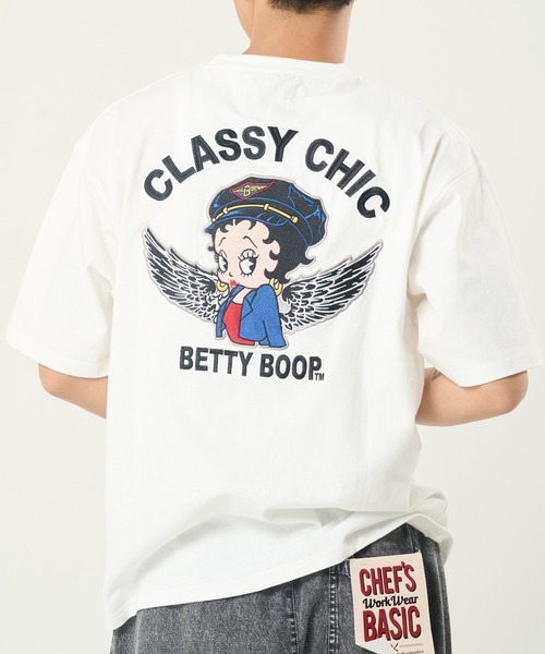 BETTY BOOP(ベティ・ブープ)の「BETTYウイングTEE(M1)(Tシャツ/カットソー・メンズ・ホワイト/オートミール/ブラック・MEDIUM/LARGE/X-LARGE)」の1枚目の写真