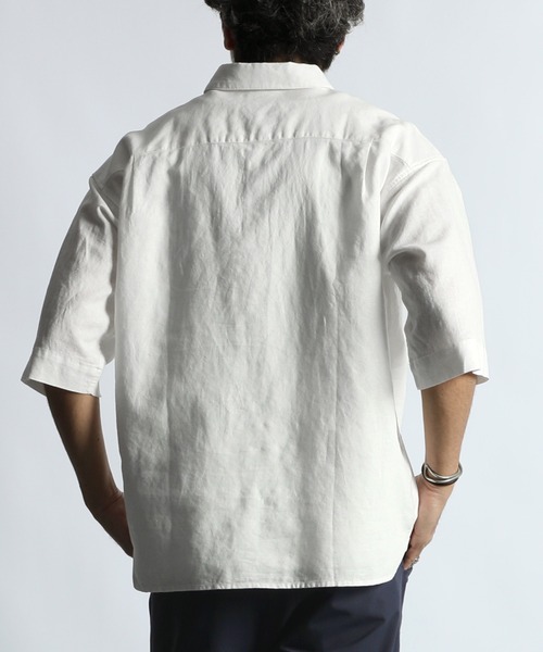 The DUFFER of ST.GEORGE(ザダファーオブセントジョージ)の「LINEN BLEND PULLOVER B.D SHIRT:綿麻素材 7分袖 プルオーバー ボタンダウンシャツ(シャツ/ブラウス・メンズ・ブルー/ネイビー/ホワイト・X-LARGE/LARGE/MEDIUM/SMALL)」の11枚目の写真
