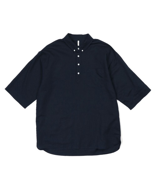 The DUFFER of ST.GEORGE(ザダファーオブセントジョージ)の「LINEN BLEND PULLOVER B.D SHIRT:綿麻素材 7分袖 プルオーバー ボタンダウンシャツ(シャツ/ブラウス・メンズ・ブルー/ネイビー/ホワイト・X-LARGE/LARGE/MEDIUM/SMALL)」の13枚目の写真