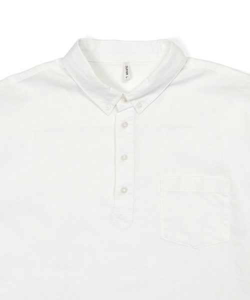 The DUFFER of ST.GEORGE(ザダファーオブセントジョージ)の「LINEN BLEND PULLOVER B.D SHIRT:綿麻素材 7分袖 プルオーバー ボタンダウンシャツ(シャツ/ブラウス・メンズ・ブルー/ネイビー/ホワイト・X-LARGE/LARGE/MEDIUM/SMALL)」の15枚目の写真
