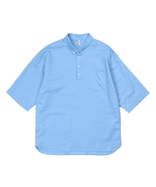 The DUFFER of ST.GEORGE(ザダファーオブセントジョージ)の「LINEN BLEND PULLOVER B.D SHIRT:綿麻素材 7分袖 プルオーバー ボタンダウンシャツ(シャツ/ブラウス・メンズ・ブルー/ネイビー/ホワイト・X-LARGE/LARGE/MEDIUM/SMALL)」の14枚目の写真