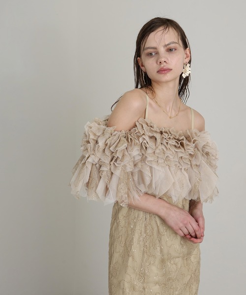 atlo(アトロ)の「ミモレ丈&ノースリーブ フォーマル グリッター オフショルダー Iライン セレモニー 結婚式二次会 パーティードレス オケージョンドレス お呼ばれ 同窓会成人式(ドレス・レディース・イエロー/チャコール/グレー・M)」の11枚目の写真