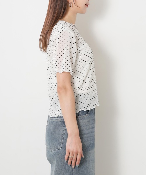 Riberry(リベリー)の「ドットシアーチュール半袖トップス(Tシャツ/カットソー・レディース・ブラック/オフホワイト・MEDIUM)」の22枚目の写真