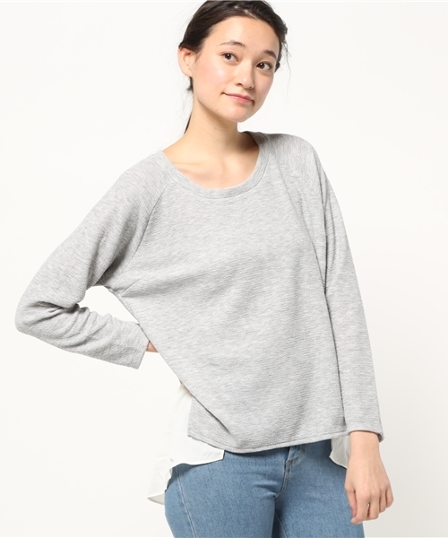 OUTLET(アウトレット)の「【Discoat Parisien】ニットソー後ロシフォンP/O(Tシャツ/カットソー・レディース・ネイビー/オフホワイト/杢グレー・LARGE/MEDIUM)」の2枚目の写真