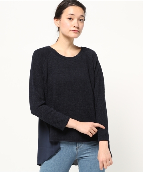OUTLET(アウトレット)の「【Discoat Parisien】ニットソー後ロシフォンP/O(Tシャツ/カットソー・レディース・ネイビー/オフホワイト/杢グレー・LARGE/MEDIUM)」の3枚目の写真