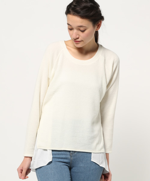 OUTLET(アウトレット)の「【Discoat Parisien】ニットソー後ロシフォンP/O(Tシャツ/カットソー・レディース・ネイビー/オフホワイト/杢グレー・LARGE/MEDIUM)」の1枚目の写真