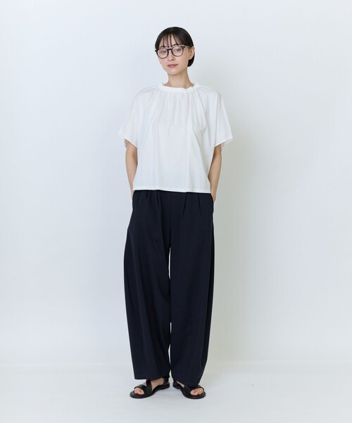 LOISIR（ロワズィール）の「コットン天竺ギャザーディテールプルオーバー（Tシャツ/カットソー・レディース・サックスブルー/ブラック/ホワイト・FREE）」の12枚目の写真