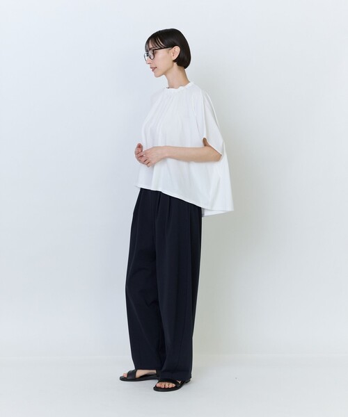 LOISIR（ロワズィール）の「コットン天竺ギャザーディテールプルオーバー（Tシャツ/カットソー・レディース・サックスブルー/ブラック/ホワイト・FREE）」の13枚目の写真
