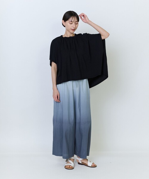 LOISIR（ロワズィール）の「コットン天竺ギャザーディテールプルオーバー（Tシャツ/カットソー・レディース・サックスブルー/ブラック/ホワイト・FREE）」の15枚目の写真