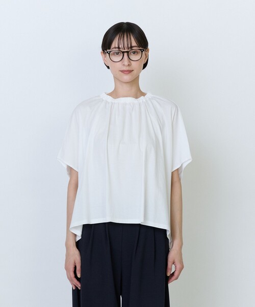 LOISIR（ロワズィール）の「コットン天竺ギャザーディテールプルオーバー（Tシャツ/カットソー・レディース・サックスブルー/ブラック/ホワイト・FREE）」の18枚目の写真