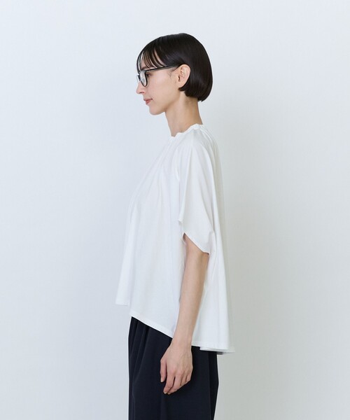 LOISIR（ロワズィール）の「コットン天竺ギャザーディテールプルオーバー（Tシャツ/カットソー・レディース・サックスブルー/ブラック/ホワイト・FREE）」の4枚目の写真