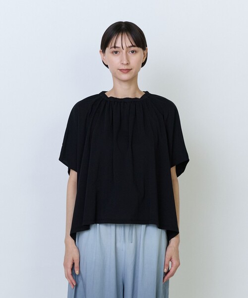 LOISIR（ロワズィール）の「コットン天竺ギャザーディテールプルオーバー（Tシャツ/カットソー・レディース・サックスブルー/ブラック/ホワイト・FREE）」の8枚目の写真