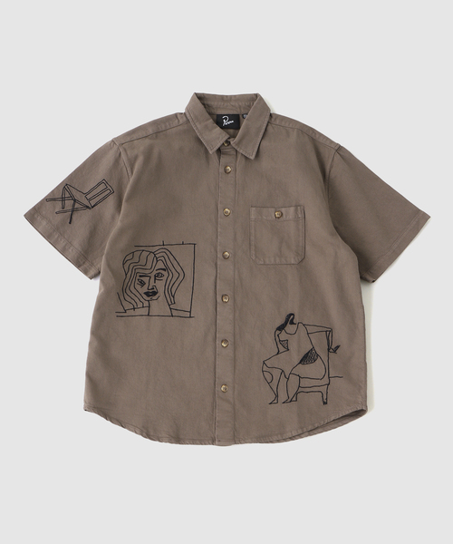 By Parra(バイパラ)の「by Parra Crooked face short sleeve shirt(シャツ/ブラウス・メンズ・ブラウン・MEDIUM)」の1枚目の写真
