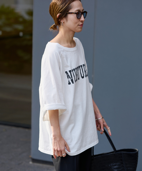 FRAMeWORK（フレームワーク）の「≪WEB限定 / 追加≫ハーフスリーブロゴTEE 3（Tシャツ/カットソー・レディース・チャコールグレー/ブラウン/ホワイト・FREE）」の5枚目の写真