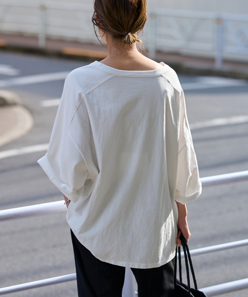 FRAMeWORK（フレームワーク）の「≪WEB限定 / 追加≫ハーフスリーブロゴTEE 3（Tシャツ/カットソー・レディース・チャコールグレー/ブラウン/ホワイト・FREE）」の7枚目の写真