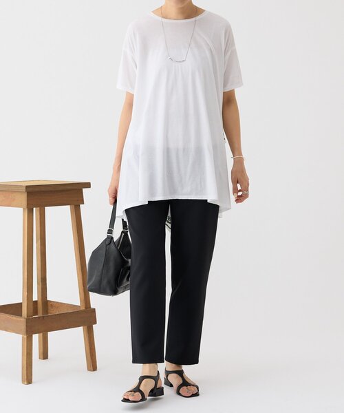 BEARDSLEY（ビアズリー）の「うしろPARKスカーフチュニック（Tシャツ/カットソー・レディース・ホワイト/ネイビー・FREE）」の9枚目の写真