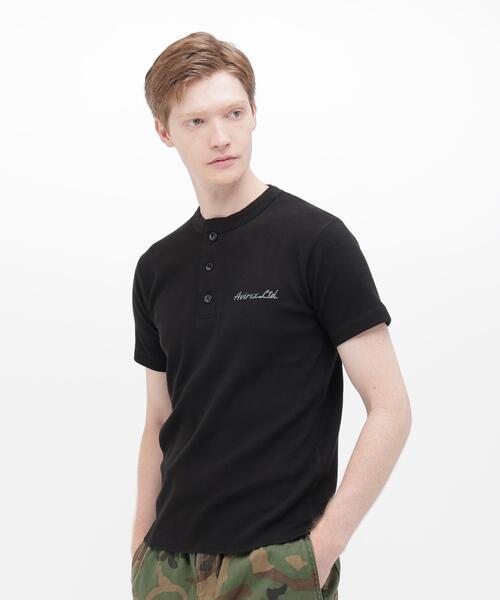 AVIREX(アヴィレックス)の「《WEB&DEPOT限定》HONEYCOMB WAFFLE HENLEY NECK T-SHIRT / ハニカム ワッフル ヘンリーネック 半袖Tシャツ / AVIREX / アヴィレックス(Tシャツ/カットソー・メンズ・チャコールグレー/オレンジ/ブラック/ホワイト系2・M/XL/2XL/L/S)」の2枚目の写真