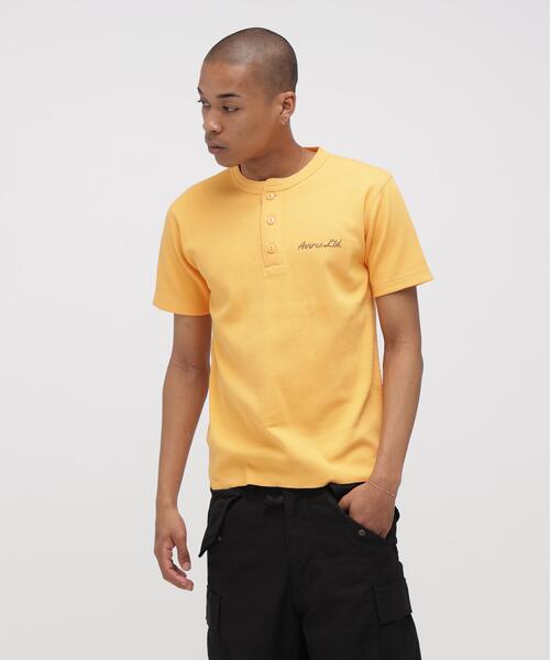 AVIREX(アヴィレックス)の「《WEB&DEPOT限定》HONEYCOMB WAFFLE HENLEY NECK T-SHIRT / ハニカム ワッフル ヘンリーネック 半袖Tシャツ / AVIREX / アヴィレックス(Tシャツ/カットソー・メンズ・チャコールグレー/オレンジ/ブラック/ホワイト系2・M/XL/2XL/L/S)」の6枚目の写真