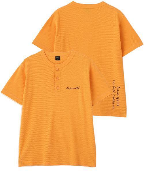 AVIREX(アヴィレックス)の「《WEB&DEPOT限定》HONEYCOMB WAFFLE HENLEY NECK T-SHIRT / ハニカム ワッフル ヘンリーネック 半袖Tシャツ / AVIREX / アヴィレックス(Tシャツ/カットソー・メンズ・チャコールグレー/オレンジ/ブラック/ホワイト系2・M/XL/2XL/L/S)」の10枚目の写真