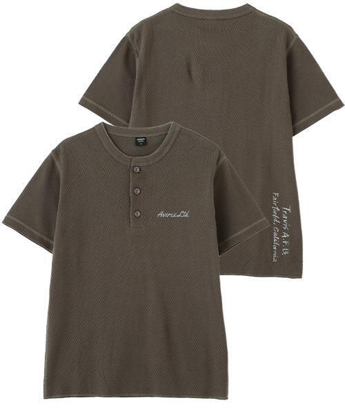 AVIREX(アヴィレックス)の「《WEB&DEPOT限定》HONEYCOMB WAFFLE HENLEY NECK T-SHIRT / ハニカム ワッフル ヘンリーネック 半袖Tシャツ / AVIREX / アヴィレックス(Tシャツ/カットソー・メンズ・チャコールグレー/オレンジ/ブラック/ホワイト系2・M/XL/2XL/L/S)」の21枚目の写真