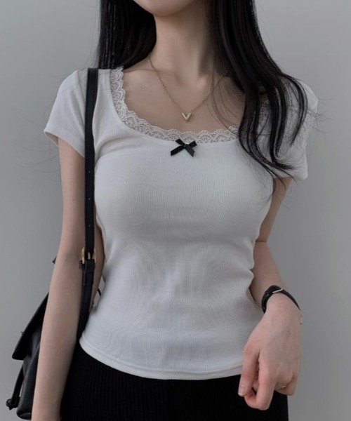 semplice(センプリチェ)の「Tシャツ【韓国ファッション】(Tシャツ/カットソー・レディース・ピンク/ブルー/ホワイト・F)」の12枚目の写真