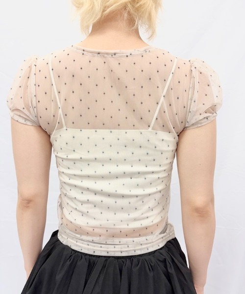 Alite cloth(アリーテクロス)の「パフスリーブシアー半袖トップス(シャツ/ブラウス・レディース・ブルー/ブラック/アイボリー・FREE)」の14枚目の写真