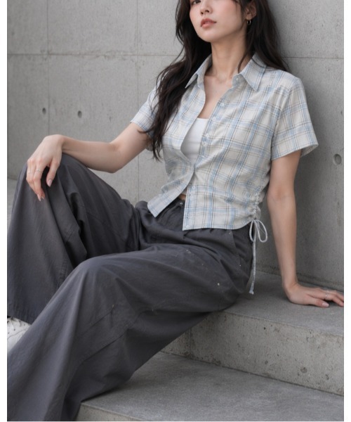 FAZVY(ファズビー)の「チェック柄半袖シャツ(シャツ/ブラウス・レディース・ホワイト/ネイビー・M/S)」の20枚目の写真