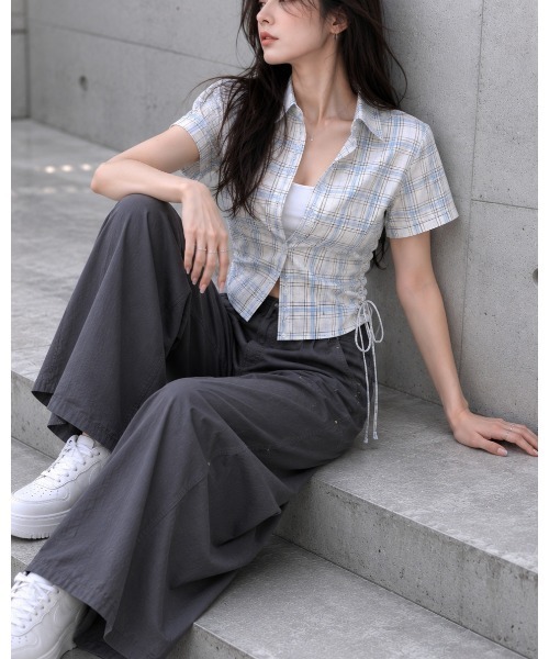 FAZVY(ファズビー)の「チェック柄半袖シャツ(シャツ/ブラウス・レディース・ホワイト/ネイビー・M/S)」の21枚目の写真