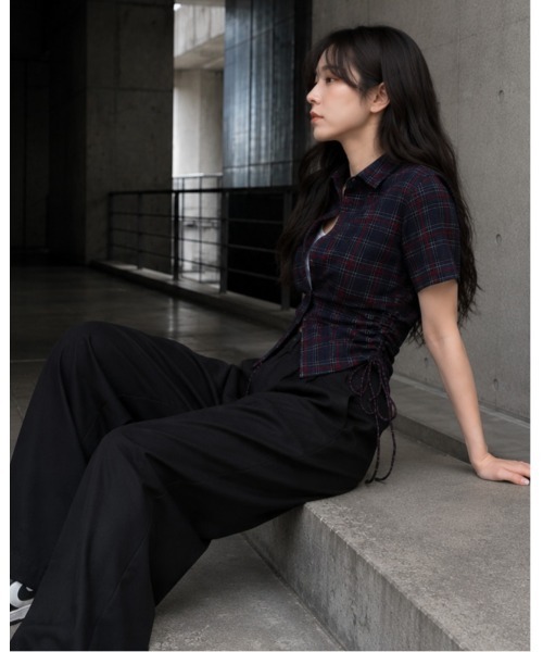 FAZVY(ファズビー)の「チェック柄半袖シャツ(シャツ/ブラウス・レディース・ホワイト/ネイビー・M/S)」の16枚目の写真