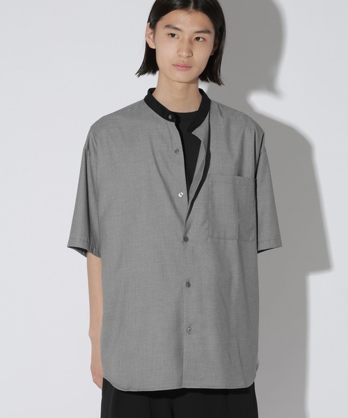 LAKOLE（ラコレ）の「＜イージーケア＞バンドカラークレリック半袖シャツ / 910903（シャツ/ブラウス・メンズ・グレー/ホワイト/サックスブルー・MEDIUM/LARGE）」の12枚目の写真