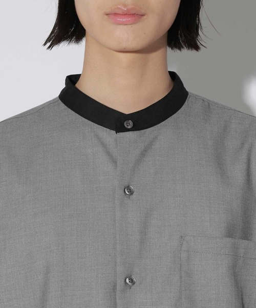 LAKOLE（ラコレ）の「＜イージーケア＞バンドカラークレリック半袖シャツ / 910903（シャツ/ブラウス・メンズ・グレー/ホワイト/サックスブルー・MEDIUM/LARGE）」の18枚目の写真
