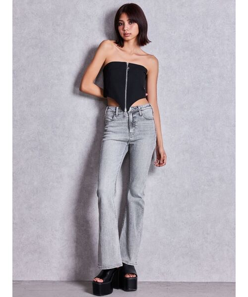GYDA(ジェイダ)の「ハイウエストBASICフレアデニムパンツ(デニムパンツ・レディース・グレー/インディゴブルー/ライトブルー・SMALL/MEDIUM/X-SMALL)」の7枚目の写真