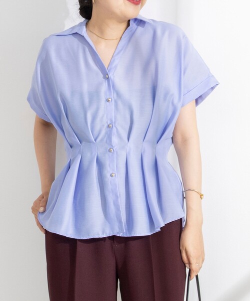 NOLLEY’S Sophi(ノーリーズソフィ)の「ウォッシャブルウエストタックスキッパー(シャツ/ブラウス・レディース・サックスブルー/ダークブラウン/オフホワイト/ブルー系その他6・38)」の3枚目の写真