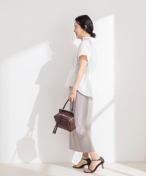 NOLLEY’S Sophi(ノーリーズソフィ)の「ウォッシャブルウエストタックスキッパー(シャツ/ブラウス・レディース・サックスブルー/ダークブラウン/オフホワイト/ブルー系その他6・38)」の8枚目の写真