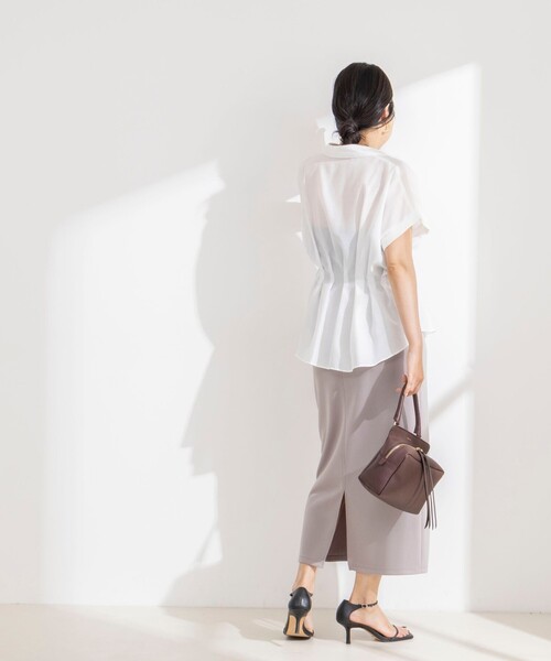 NOLLEY’S Sophi(ノーリーズソフィ)の「ウォッシャブルウエストタックスキッパー(シャツ/ブラウス・レディース・サックスブルー/ダークブラウン/オフホワイト/ブルー系その他6・38)」の9枚目の写真