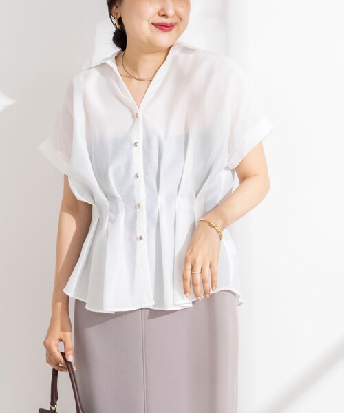 NOLLEY’S Sophi(ノーリーズソフィ)の「ウォッシャブルウエストタックスキッパー(シャツ/ブラウス・レディース・サックスブルー/ダークブラウン/オフホワイト/ブルー系その他6・38)」の14枚目の写真