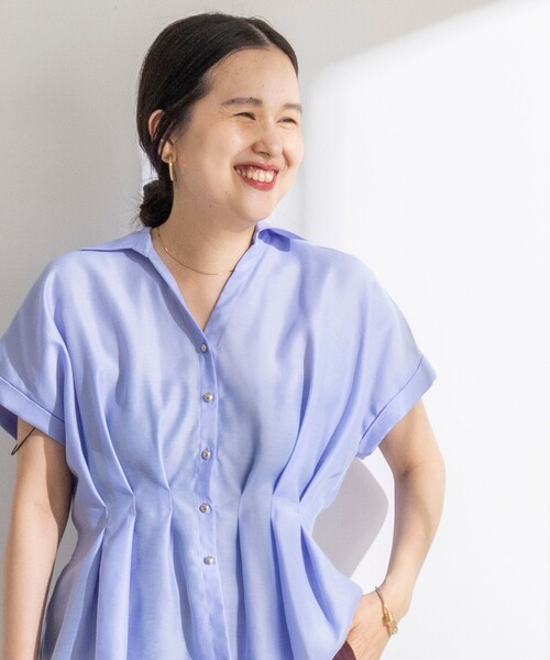 NOLLEY’S Sophi(ノーリーズソフィ)の「ウォッシャブルウエストタックスキッパー(シャツ/ブラウス・レディース・サックスブルー/ダークブラウン/オフホワイト/ブルー系その他6・38)」の20枚目の写真