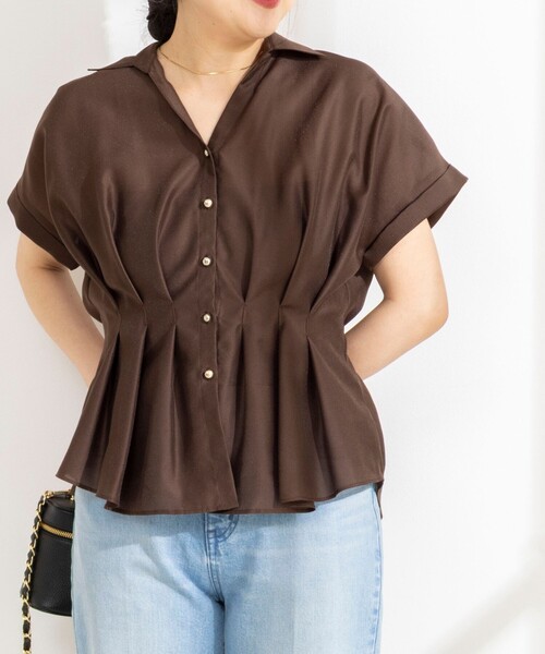 NOLLEY’S Sophi(ノーリーズソフィ)の「ウォッシャブルウエストタックスキッパー(シャツ/ブラウス・レディース・サックスブルー/ダークブラウン/オフホワイト/ブルー系その他6・38)」の7枚目の写真