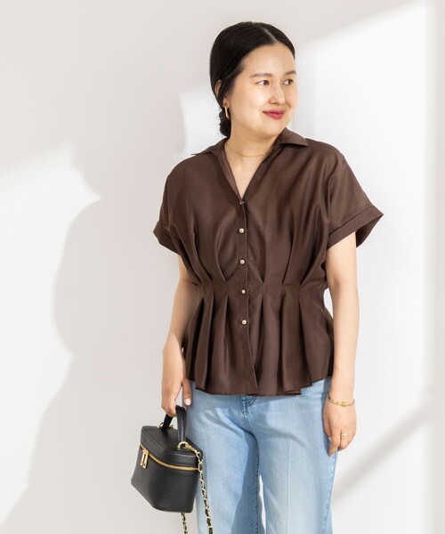 NOLLEY’S Sophi(ノーリーズソフィ)の「ウォッシャブルウエストタックスキッパー(シャツ/ブラウス・レディース・サックスブルー/ダークブラウン/オフホワイト/ブルー系その他6・38)」の8枚目の写真