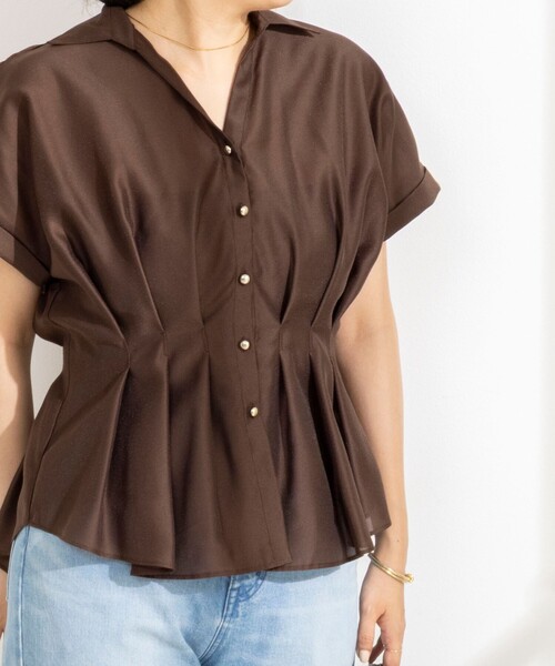 NOLLEY’S Sophi(ノーリーズソフィ)の「ウォッシャブルウエストタックスキッパー(シャツ/ブラウス・レディース・サックスブルー/ダークブラウン/オフホワイト/ブルー系その他6・38)」の10枚目の写真