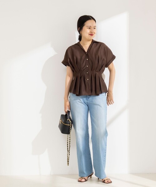 NOLLEY’S Sophi(ノーリーズソフィ)の「ウォッシャブルウエストタックスキッパー(シャツ/ブラウス・レディース・サックスブルー/ダークブラウン/オフホワイト/ブルー系その他6・38)」の11枚目の写真