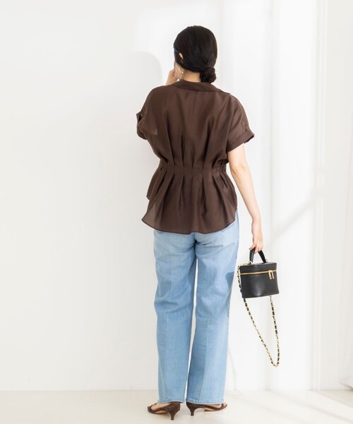 NOLLEY’S Sophi(ノーリーズソフィ)の「ウォッシャブルウエストタックスキッパー(シャツ/ブラウス・レディース・サックスブルー/ダークブラウン/オフホワイト/ブルー系その他6・38)」の14枚目の写真