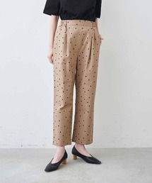 IEDIT コットンリネン素材のドットプリントゆるテーパードパンツ