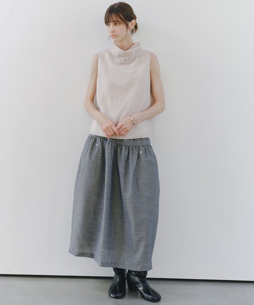 tageechita（タジチタ）の「【tageechita】リネンライクバルーンスカート（スカート・レディース・グレー/オフホワイト・S/M/L）」の14枚目の写真