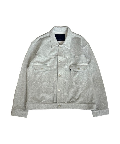 Russell Athletic(ラッセルアスレティック)の「RUSSELL ATHLETIC / ラッセルアスレティック × BerBerJin / ベルベルジン Pro Cotton & Loopback Terry Sweat Trucker Jacket プロ コットン&ループバック テリー スウェット トラッカー ジャケット ライトアウター メンズ レディース 2026年 秋 秋服(ブルゾン・メンズ・ブラック/グレー/ネイビー・L/XL/M)」の2枚目の写真