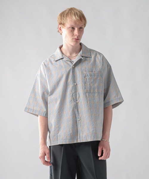 ajouter flow(アジューテフロー)の「【ajouter flow】Seersucker check shirt(シャツ/ブラウス・メンズ・ライトブルー/ブラック・LARGE/MEDIUM)」の1枚目の写真