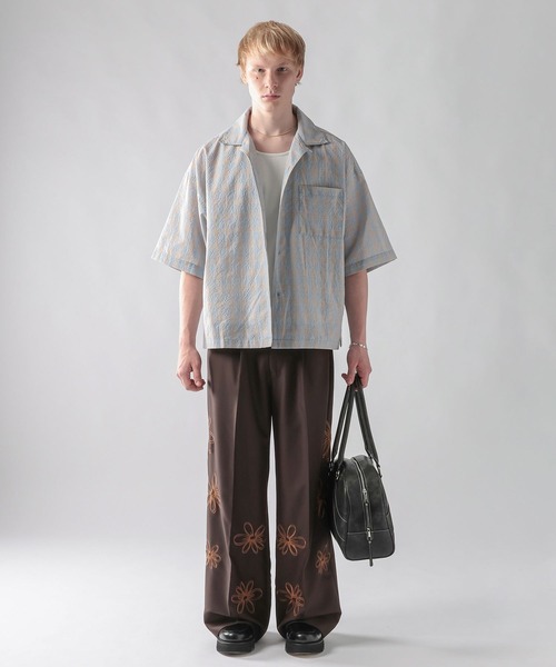 ajouter flow(アジューテフロー)の「【ajouter flow】Seersucker check shirt(シャツ/ブラウス・メンズ・ライトブルー/ブラック・LARGE/MEDIUM)」の4枚目の写真