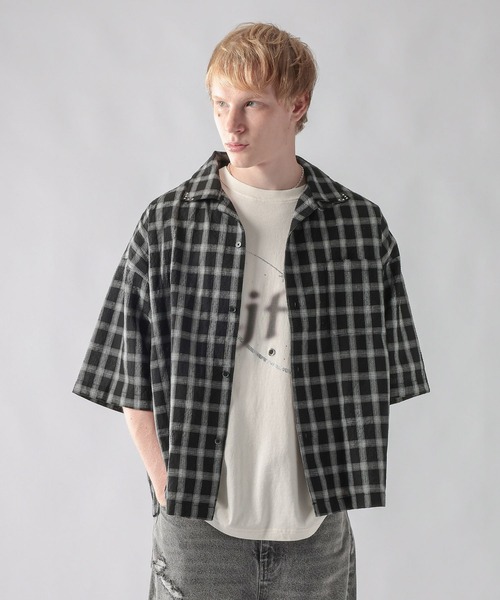 ajouter flow(アジューテフロー)の「【ajouter flow】Seersucker check shirt(シャツ/ブラウス・メンズ・ライトブルー/ブラック・LARGE/MEDIUM)」の8枚目の写真