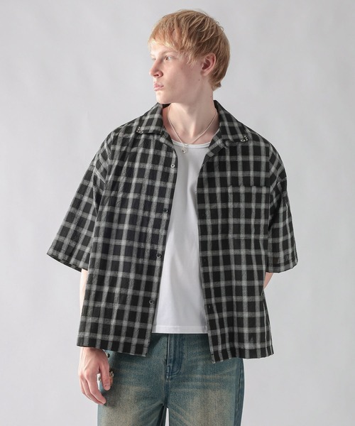 ajouter flow(アジューテフロー)の「【ajouter flow】Seersucker check shirt(シャツ/ブラウス・メンズ・ライトブルー/ブラック・LARGE/MEDIUM)」の9枚目の写真